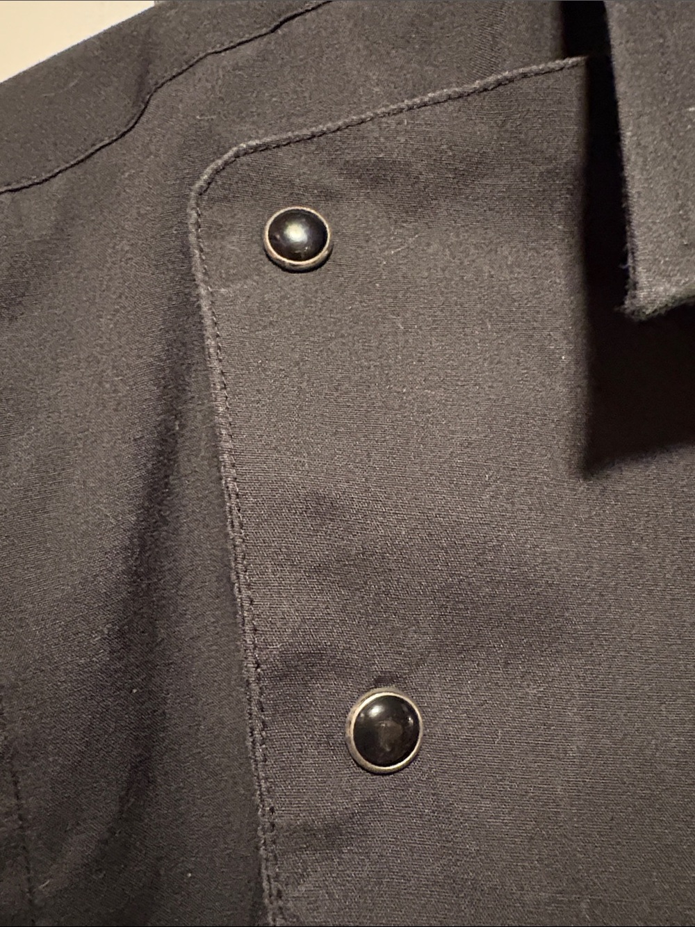 Panhandle Slim Black Men's Dress Shirt Pearl Snap Bib Front Detail Size Medium - Picture 4 of 14